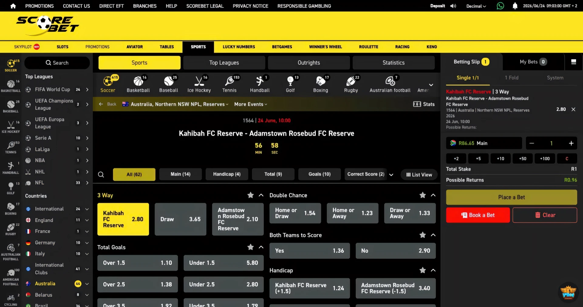 Review your betting slip